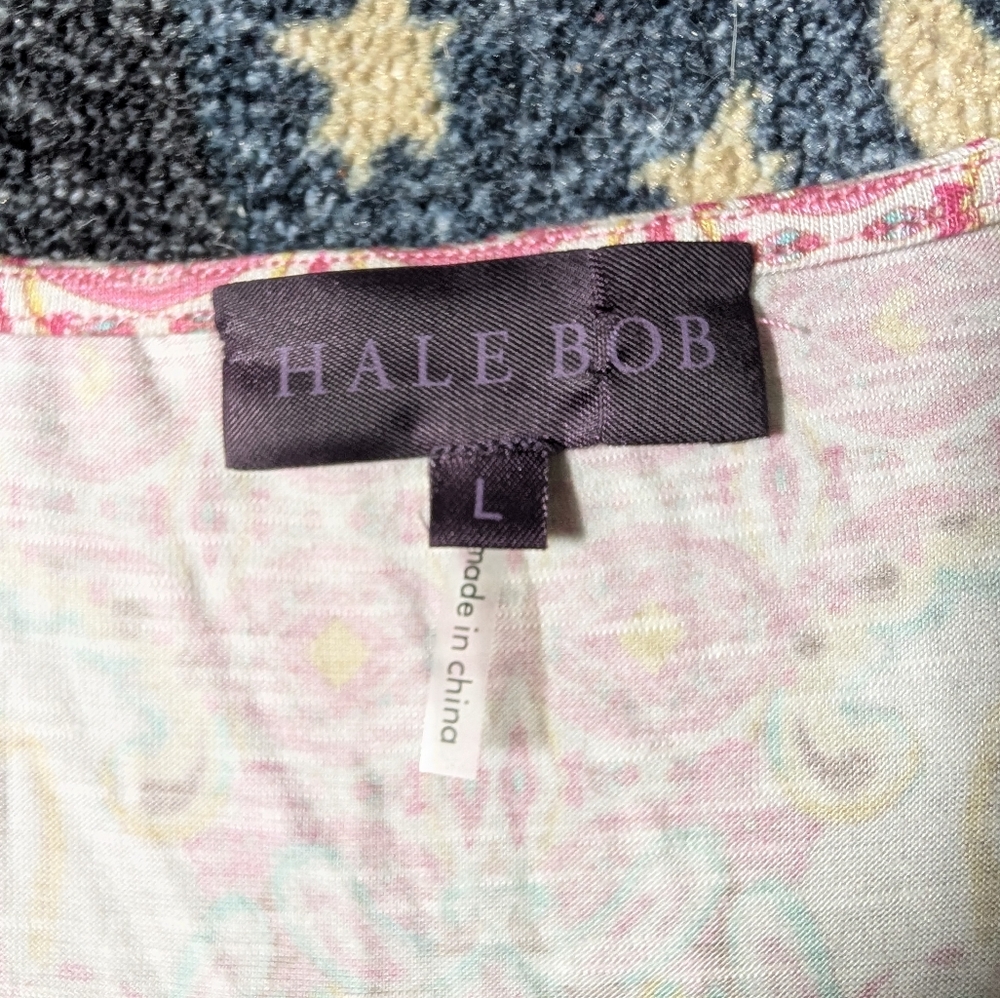 Hale Bob Floral Paisley Sleeveless Jersey V-neck Tie Top-L- - Picture 2 of 10